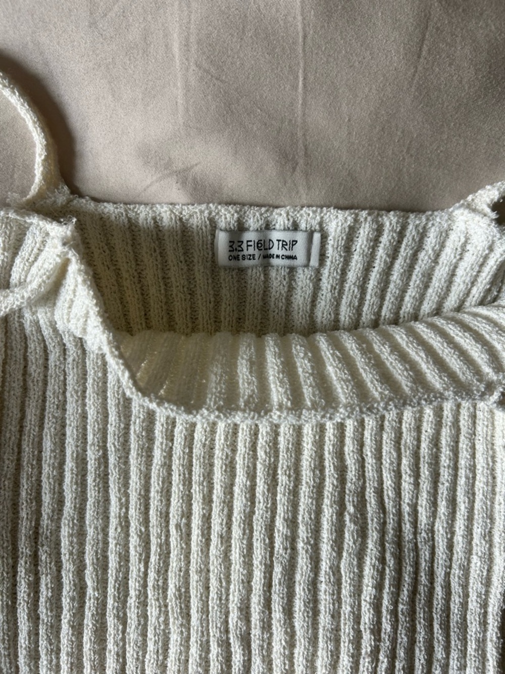 Cream Ribbed Knit Tank Top - Picture 2 of 2